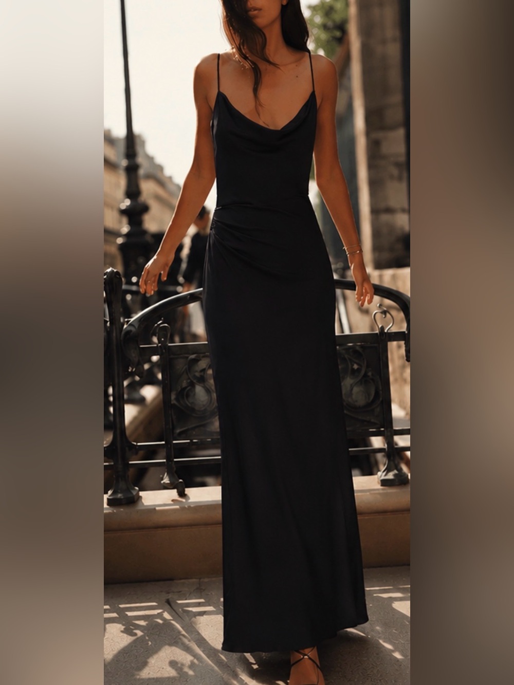 Zara Black Cowl Neck Bodycon Slip Evening Dress Womens Size S